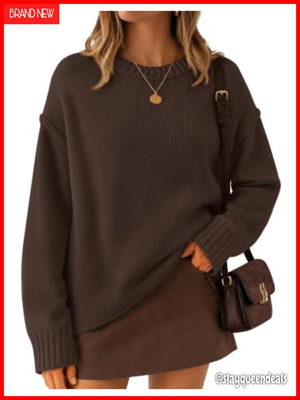 Womens Oversized Chunky Sweater Long Sleeve Crewneck Pullover